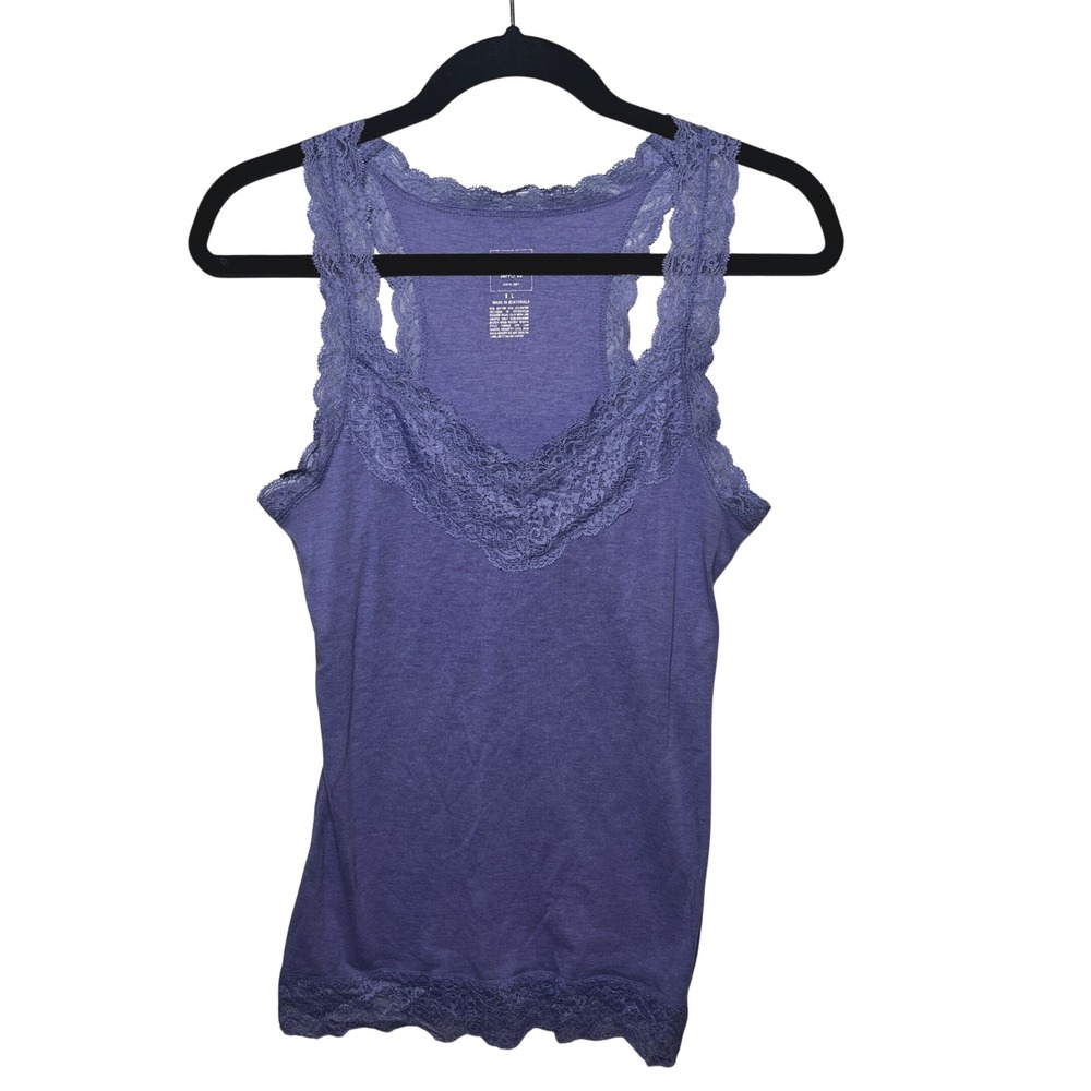 Mossimo Supply Y2K Womens‎ Purple Lace Trim Tank Top Size L Elena Gilbert